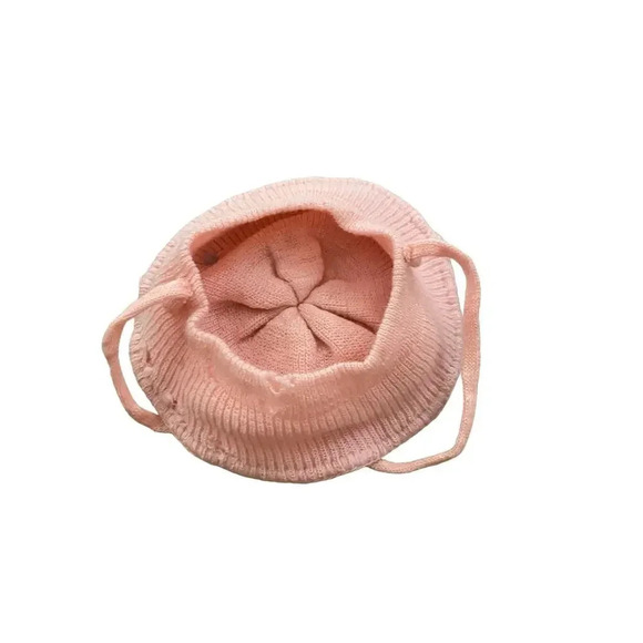 Vintage Baby Pink Winter Warm Knitted Beanie Baby Hat - Picture 3 of 4